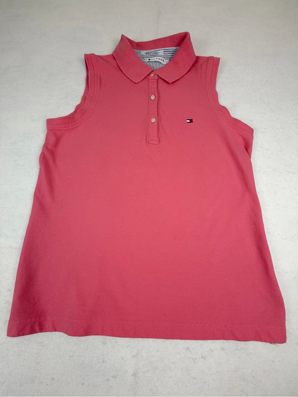 Tommy Hilfiger Sleeveless Polo‎ Top Pink Stretch Cotton Women’s Large